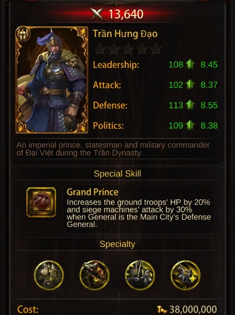 Trần Hưng Đạo Evony general portrait